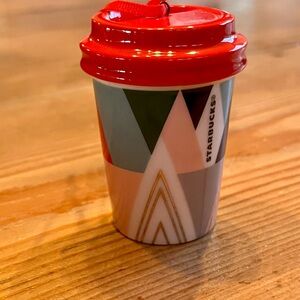 Starbucks Mini Cup Ornament with Geometric Pattern